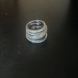 Swarovski Silver Multi-layered Band Ring